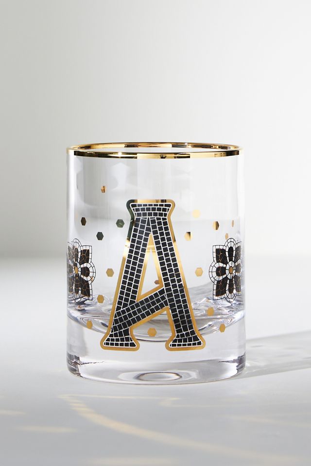 The Bistro Tile Monogram Old Fashioned Glass #3