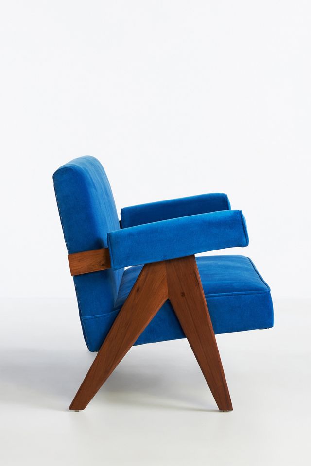 Ashton Velvet Upholstered Teak Settee #3