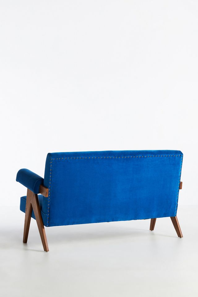 Ashton Velvet Upholstered Teak Settee #4