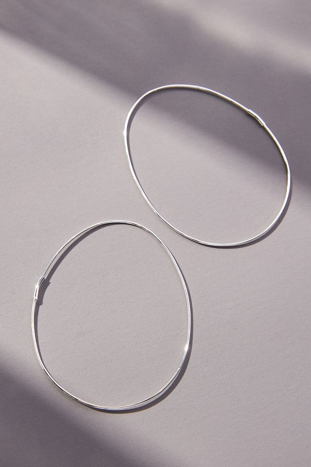 Anthropologie Oblong Silver shops Plated Brass Hoop Earrings