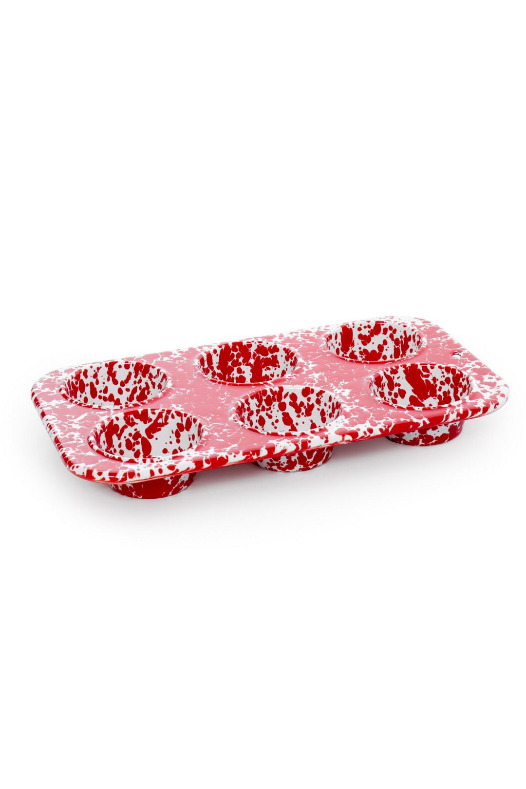Crow Canyon Home Splatter Enamelware Six Cup Muffin Tin - Red Splatter, One Size