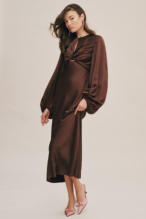 Significant Other Demi Backless Long-Sleeve Column Gown
