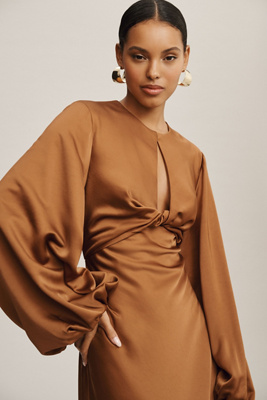 Significant Other Demi Backless Long-Sleeve Column Gown