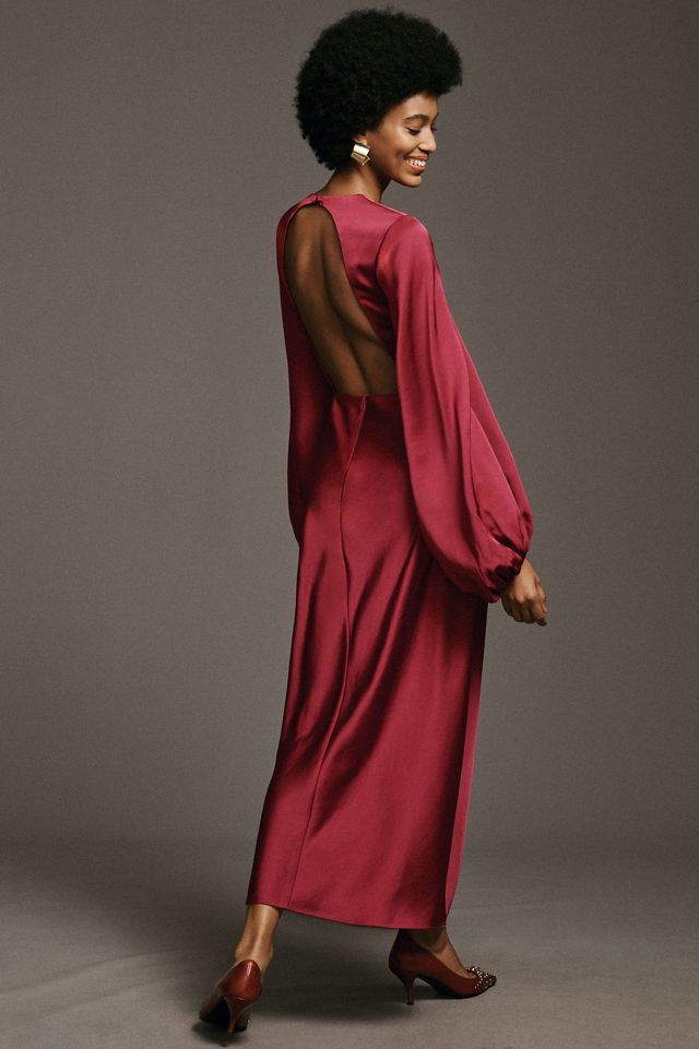 Significant Other Demi Backless Long-Sleeve Column Gown #1
