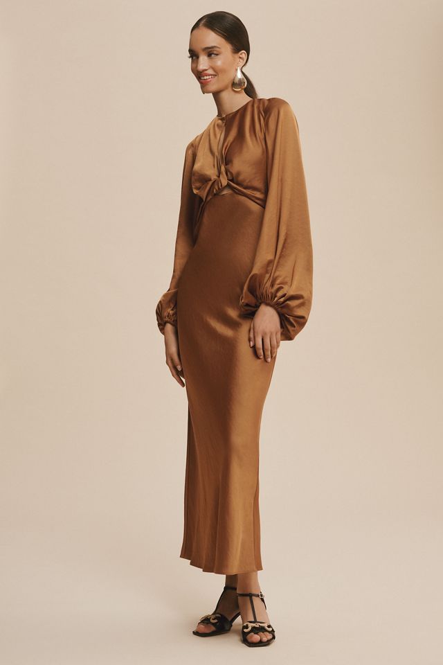 Significant Other Demi Backless Long-Sleeve Column Gown #2
