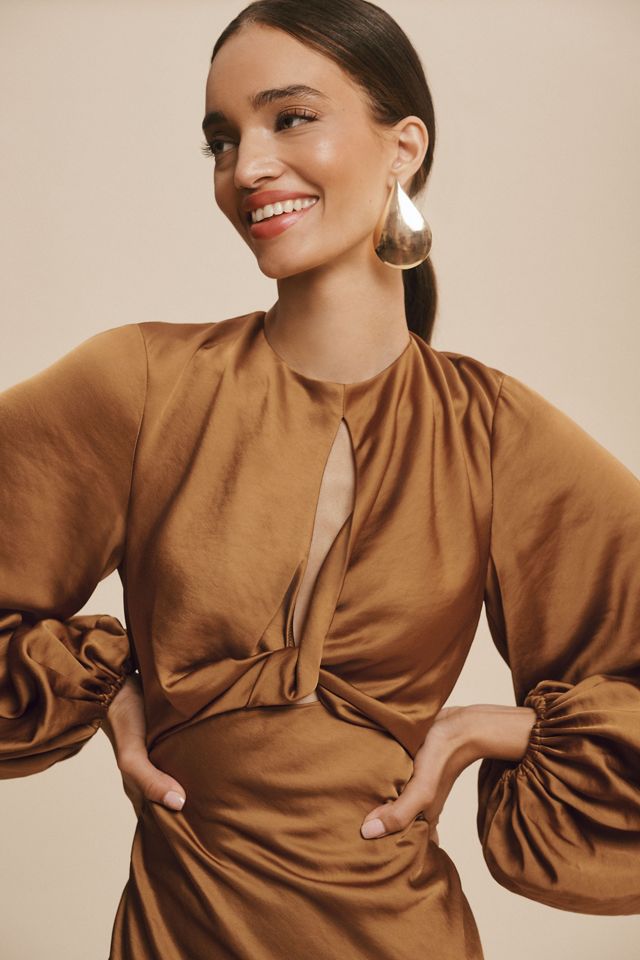 Significant Other Demi Backless Long-Sleeve Column Gown #3