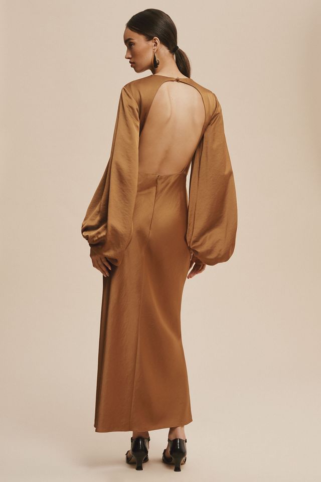 Significant Other Demi Backless Long-Sleeve Column Gown #4