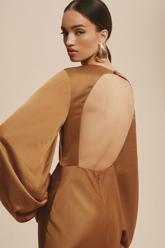 Significant Other Demi Backless Long-Sleeve Column Gown #1