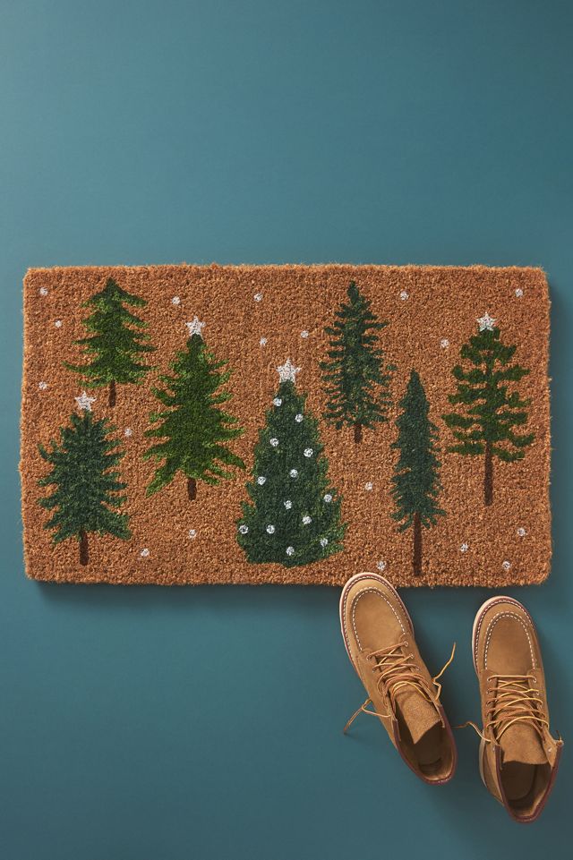 Modern Trees Rustic Winter Doormat