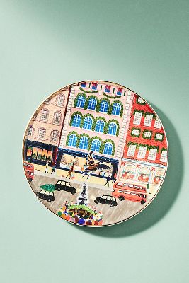 Anthropologie Holiday In The City Dessert Plate By  In Pink Size Dst Plate
