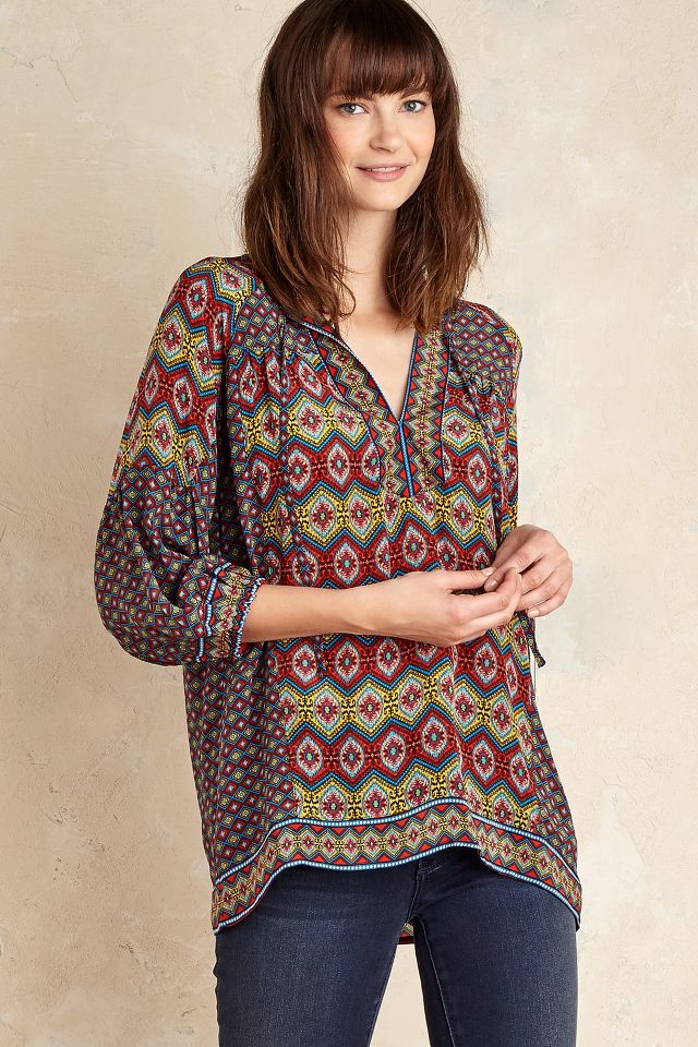 Lucia Silk Peasant Blouse | Anthropologie UK