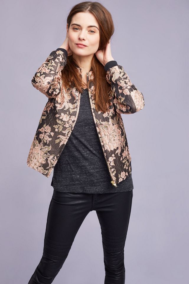 Reiko Floral Bomber Jacket, Black #1