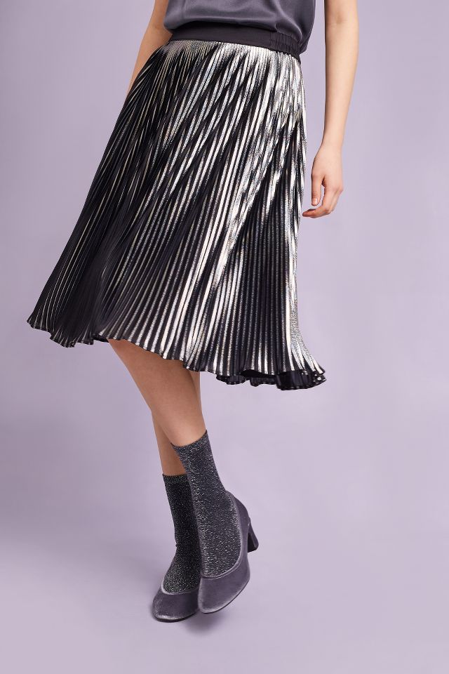 Metallic pleated outlet skirt anthropologie