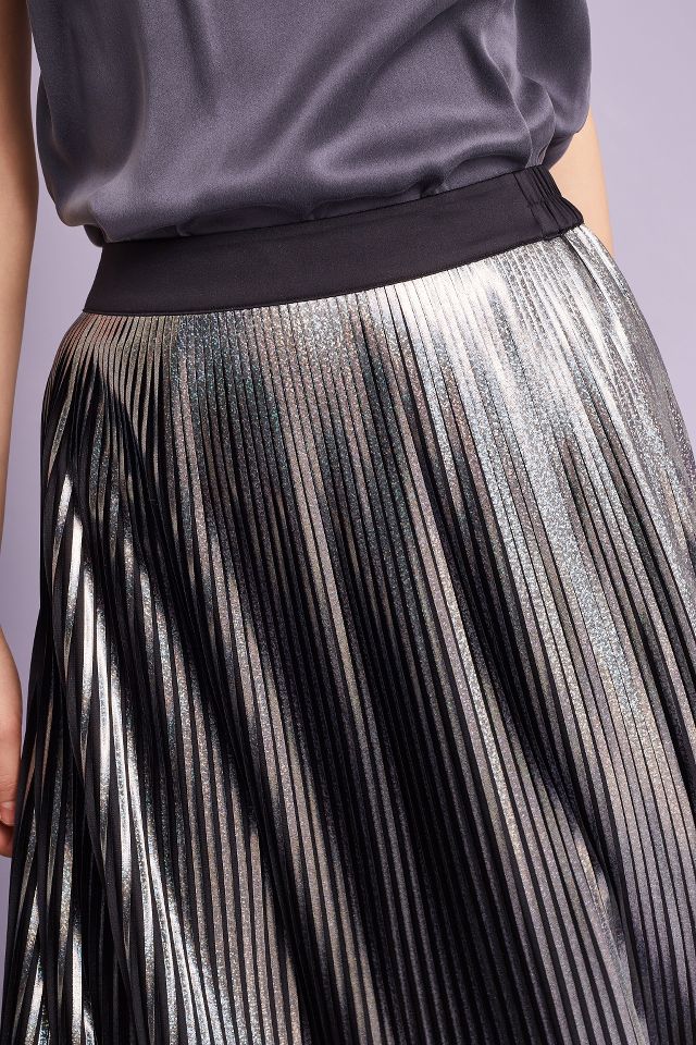 Anthropologie silver pleated skirt store