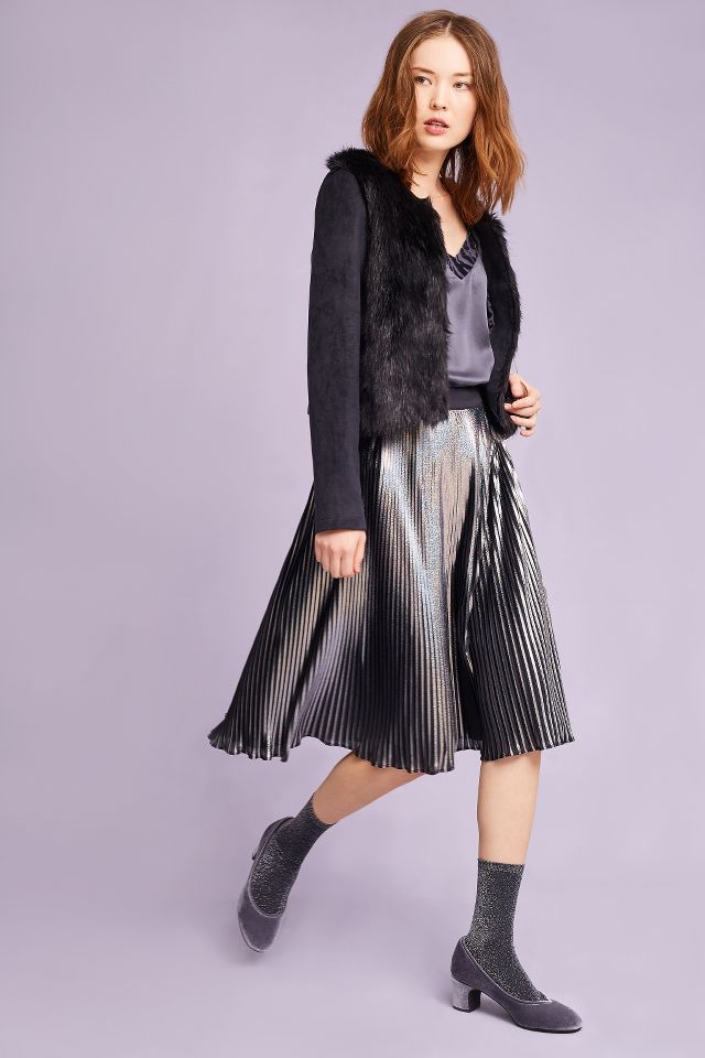 Silver pleated skirt outlet 80