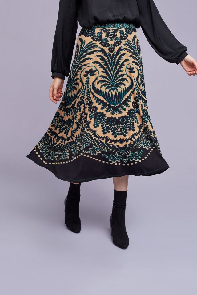 Boheme Printed Midi Skirt, Green #1