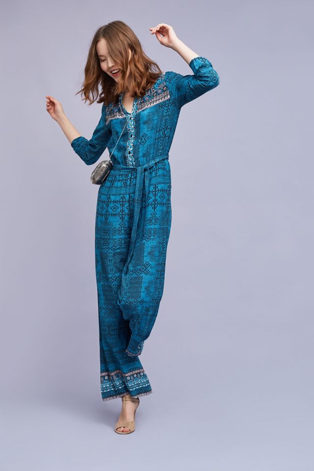 Combinaison en soie Jewel, bleue #1