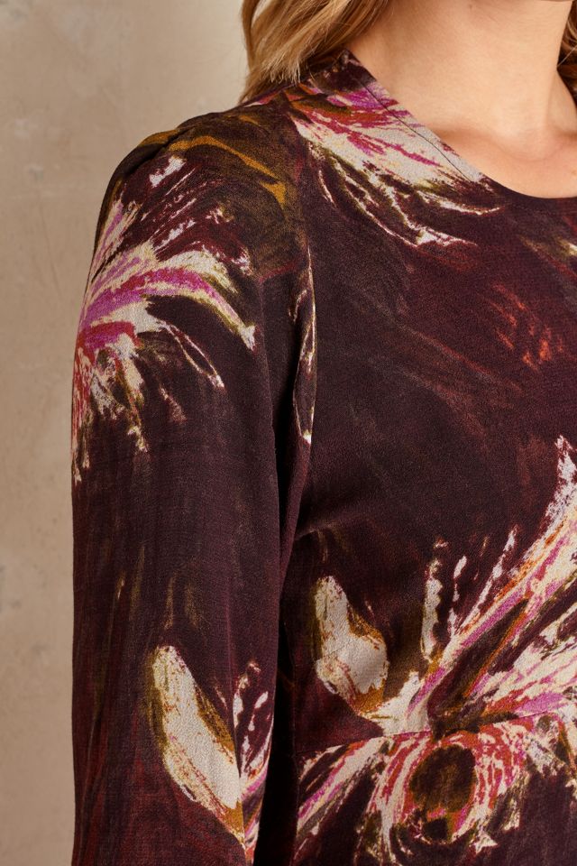 Vestido Midi Floral Pintado, Púrpura #2