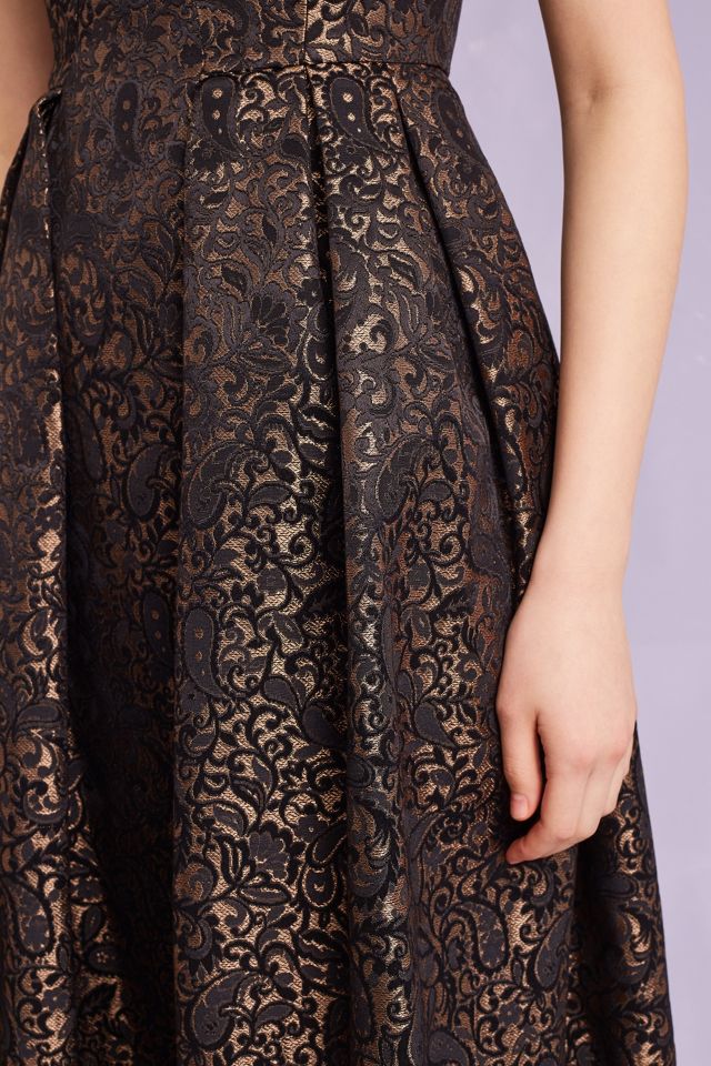 Sylvie Strapless Brocade Dress, Black #2
