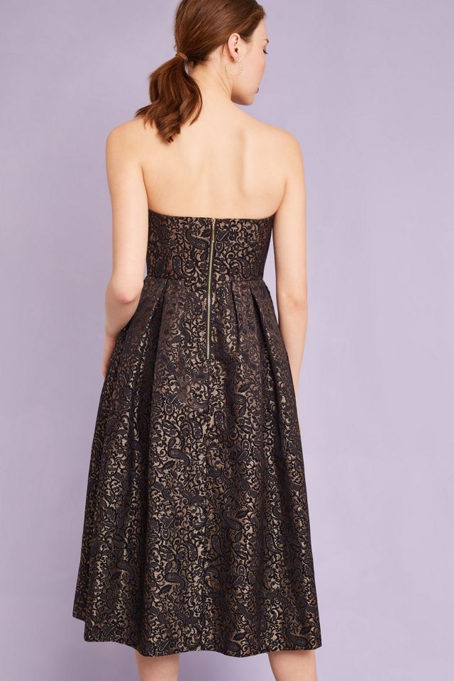 Sylvie Strapless Brocade Dress, Black #3