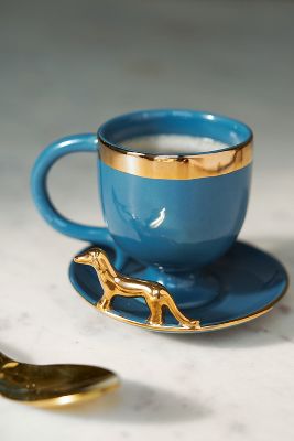 Anthropologie Lydia Espresso Cup & Saucer In Blue