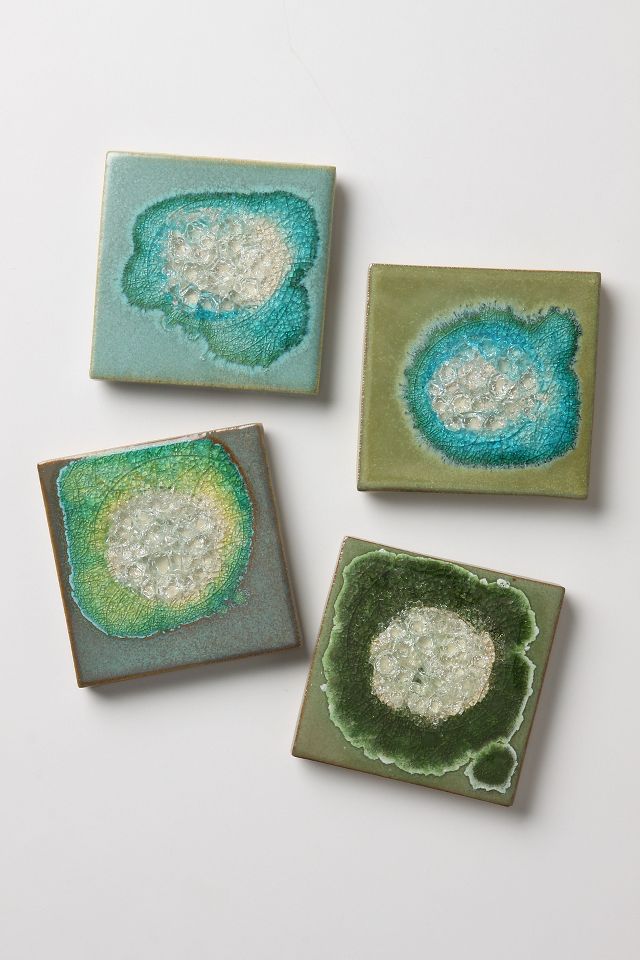 Celestial Glazed Glass Square Coaster