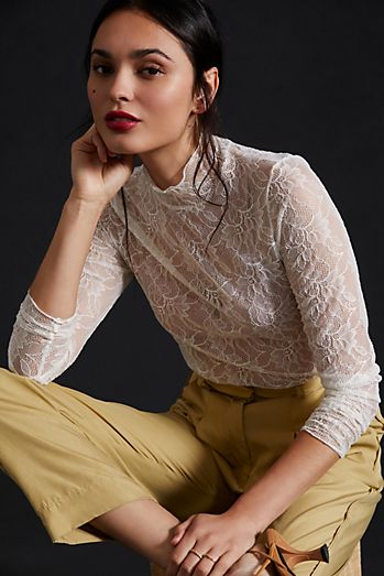 By Anthropologie Lace Layering Turtleneck