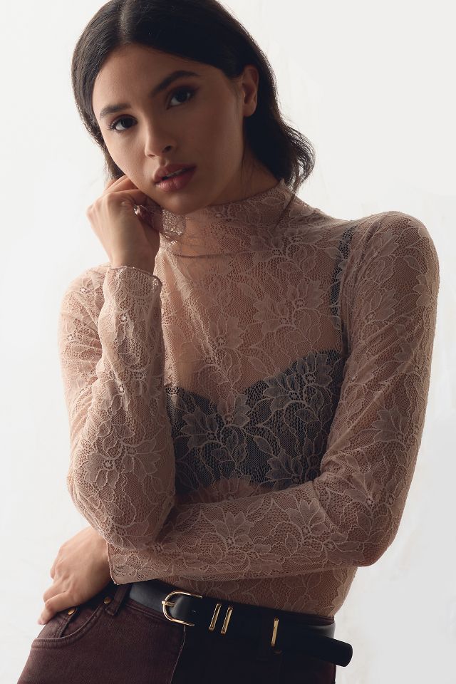 By Anthropologie Lace Layering Turtleneck