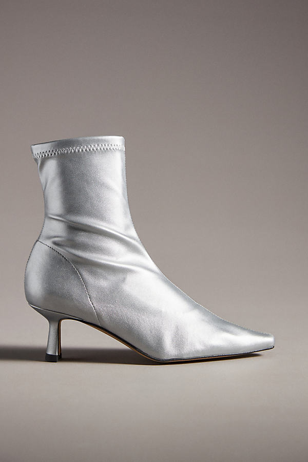 Shop Angel Alarcon Pointed-toe Kitten-heel Boots In Silver