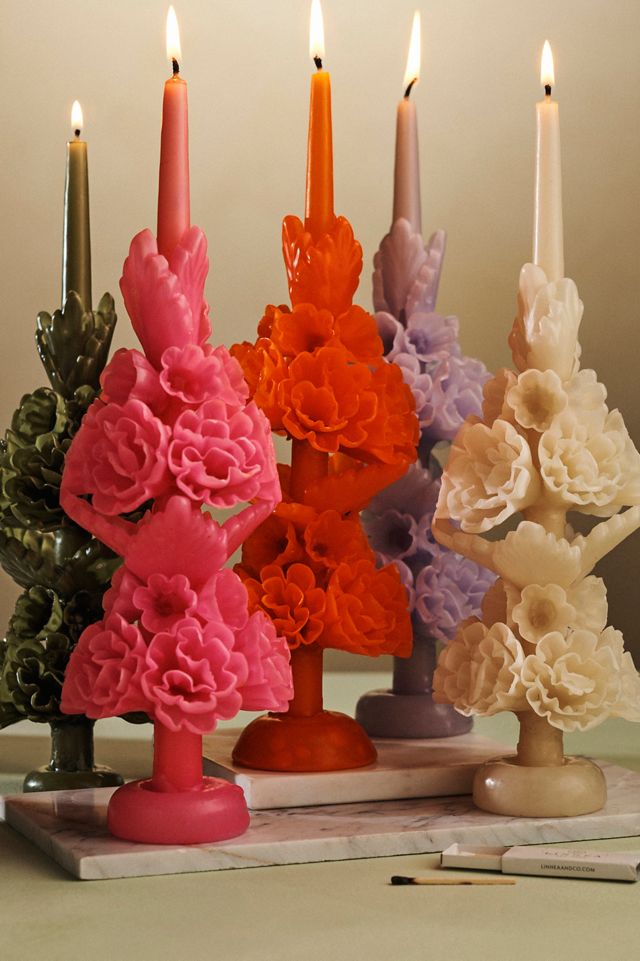 Oaxacan Floral Taper Candle, Large #3