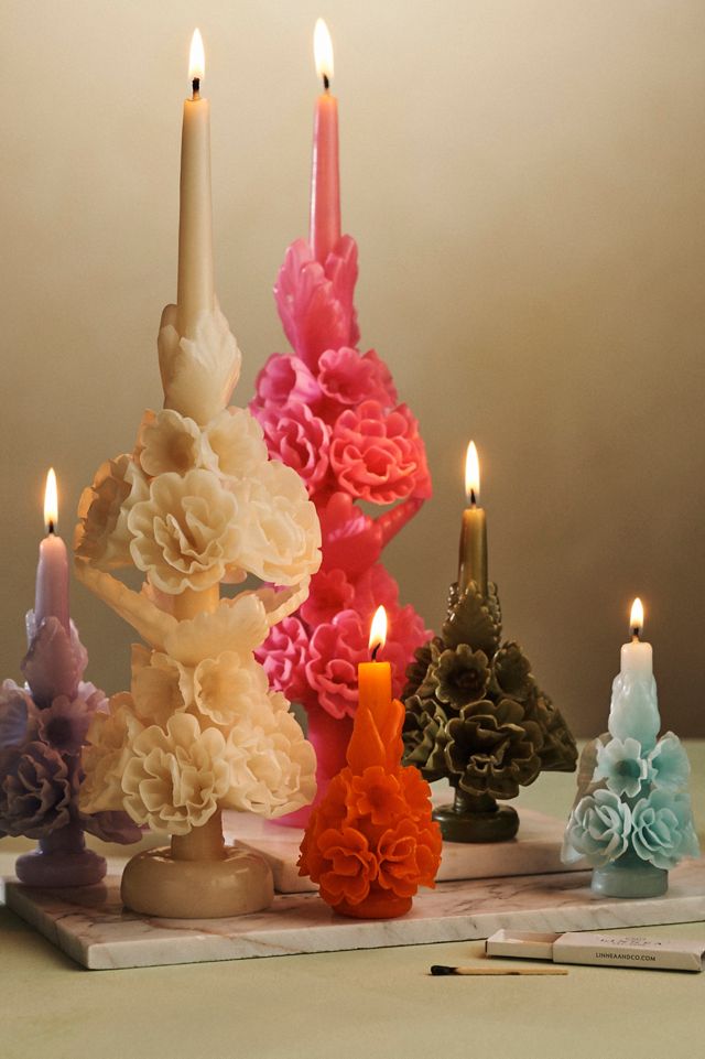 Oaxacan Floral Taper Candle, Large #1