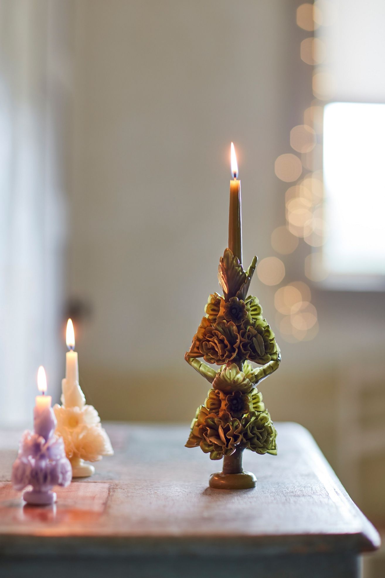 Oaxacan Floral Taper Candle, Large - Kelly, Standard, One Size