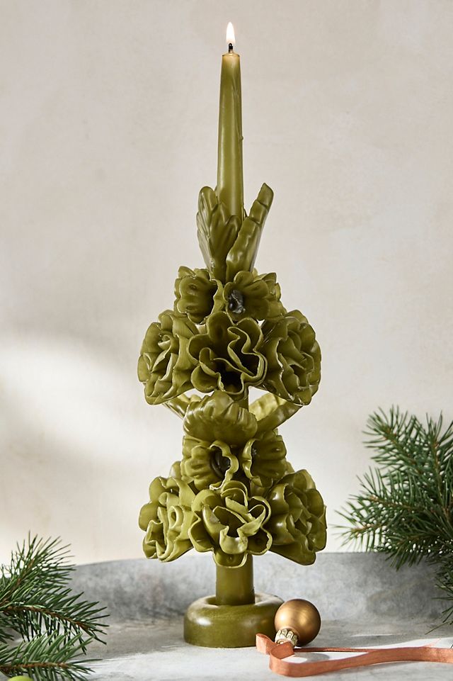 Oaxacan Floral Taper Candle, Large #1