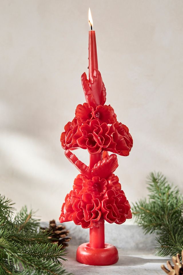 Oaxacan Floral Taper Candle, Large #1
