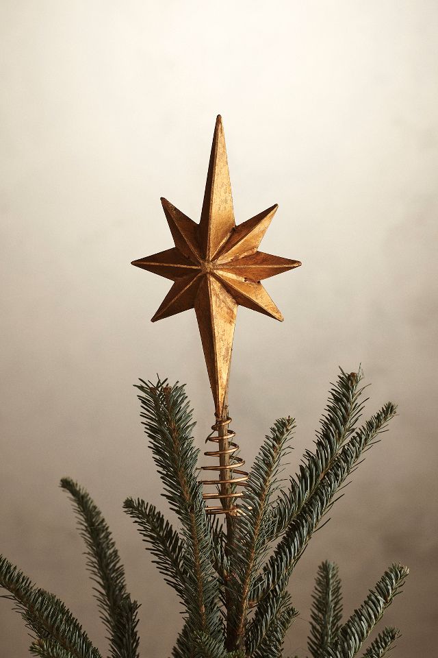 Antiqued Gold Paiper Mache Star Topper | Anthropologie