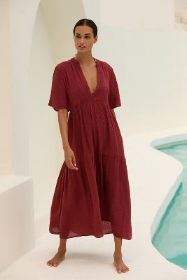 Shop By Anthropologie The Kallie Flowy Maxi Dress In Purple