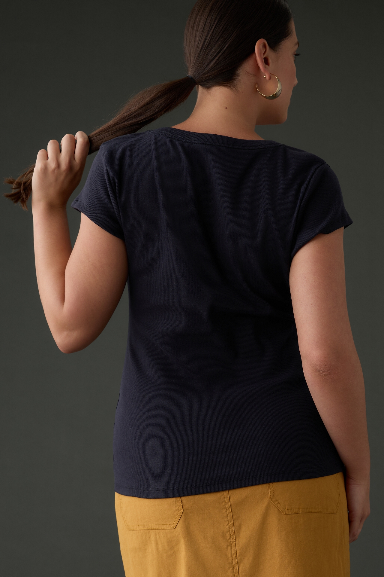 Pilcro Slim Scoop-Neck Tee