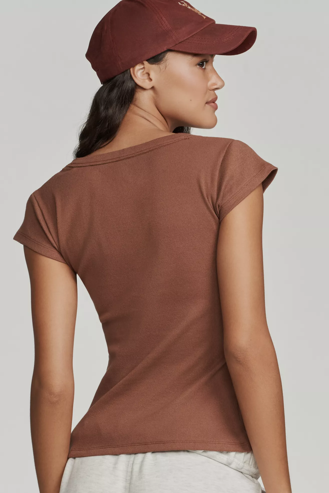 Pilcro Slim Scoop-Neck Tee