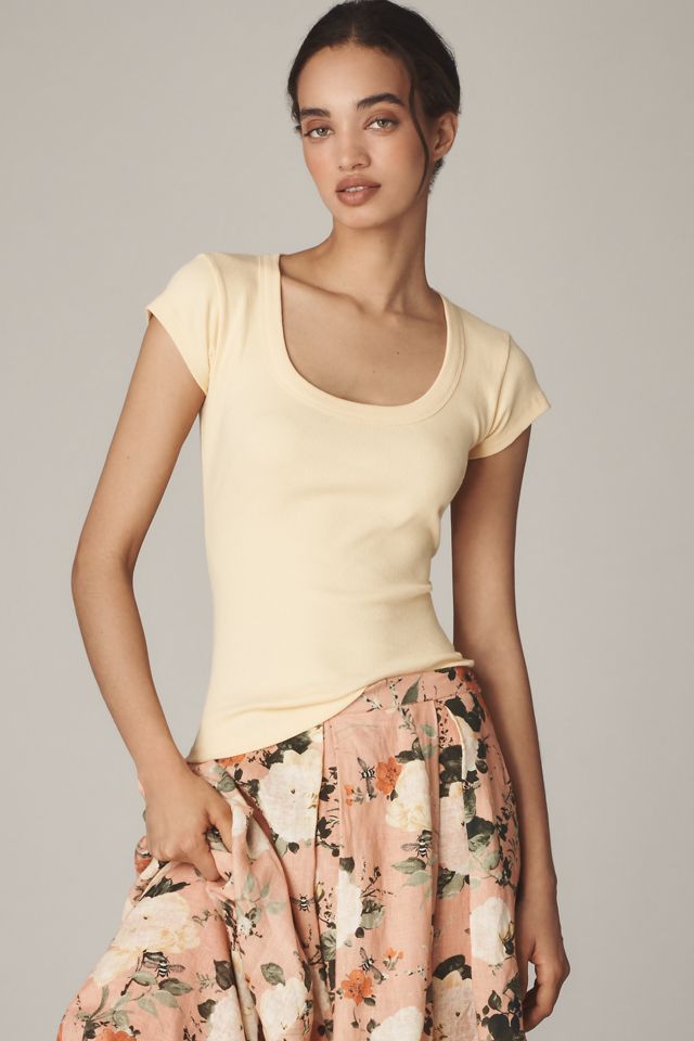 Pilcro Slim Scoop-Neck Tee #1