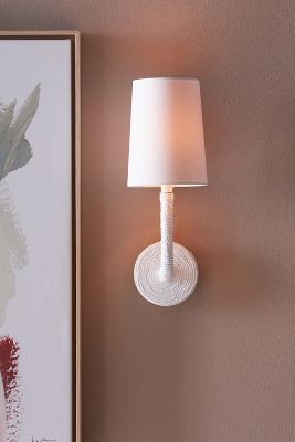 Anthropologie Woven Jute Sconce In White