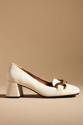 Bibi Lou Valencia Patent Leather Heels In White