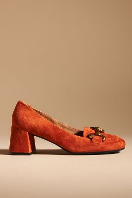 Bibi Lou Valencia Patent Leather Heels In Orange