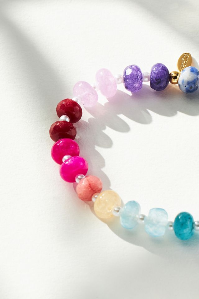 Multi-Color Semi-Precious Beaded Stretch Bracelet #3
