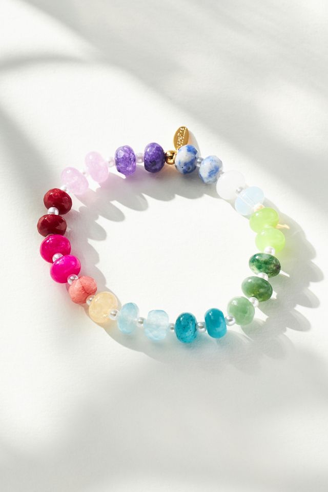 Multi-Color Semi-Precious Beaded Stretch Bracelet #1