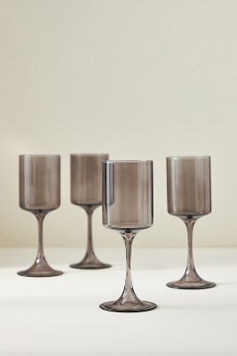 Anthropologie Morgan Wine Glasses, Set Of 4 By  In Grey Size S/4 Red Wine