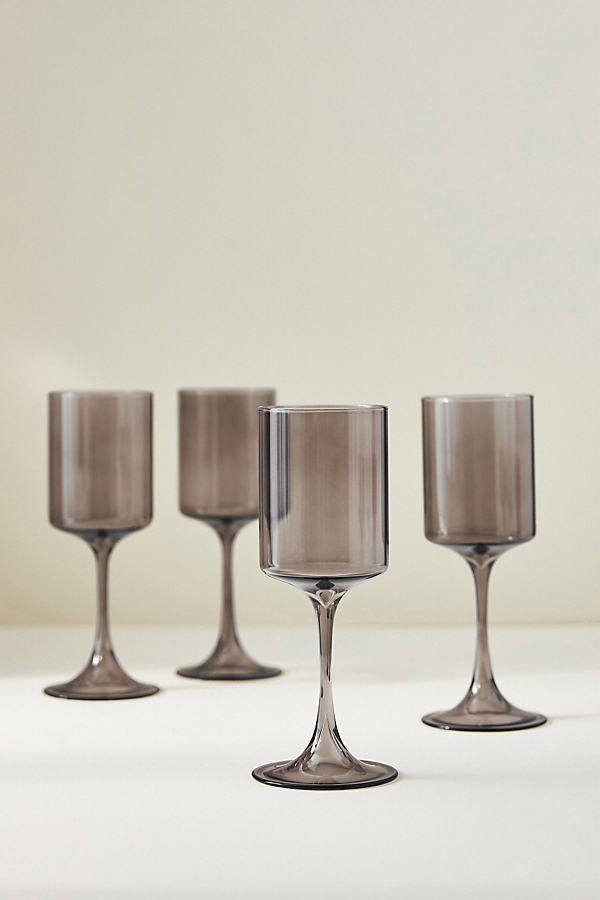 Anthropologie Morgan Wine Glasses, Set Of 4 By  In Grey Size S/4 Red Wine In Gray