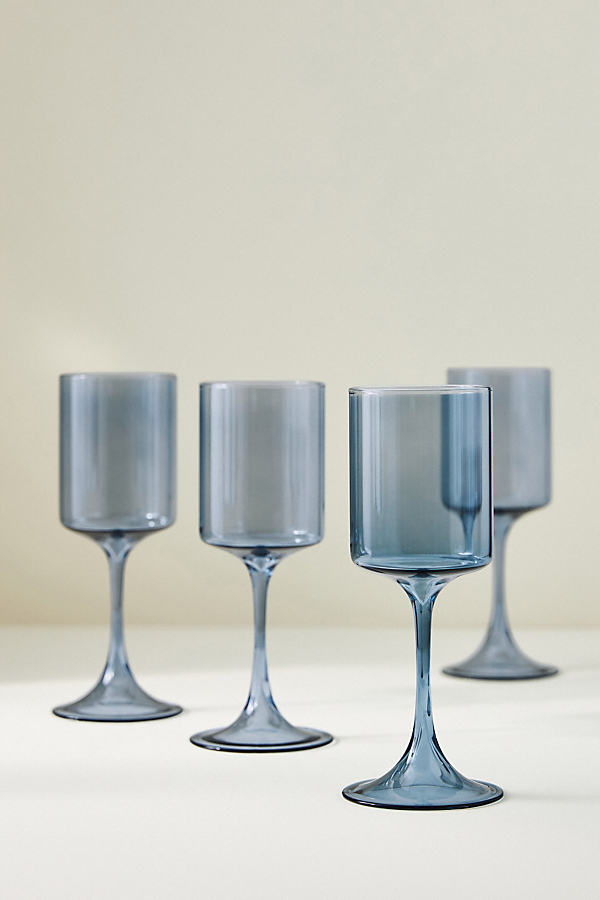 Anthropologie Morgan Wine Glasses, Set Of 4 By  In Blue Size S/4 Red Wine