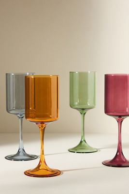 Mid Century Wine Glasses - 4 Colors