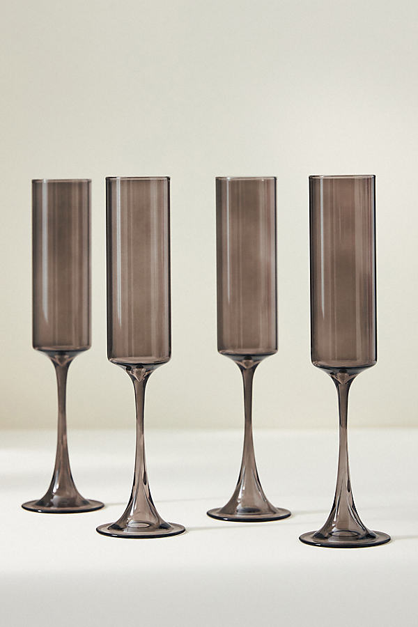 Anthropologie Morgan Flutes, Set Of 4 By  In Grey Size S/4 Flute In Gray