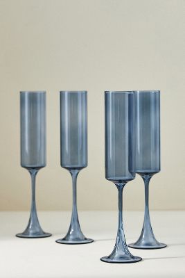 Anthropologie Morgan Flutes, Set Of 4 By  In Blue Size S/4 Flute